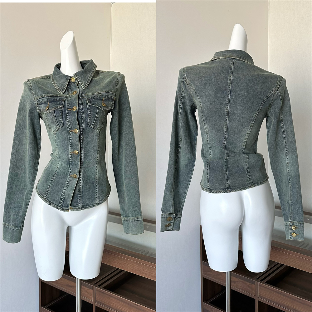 american-retro-blue-denim-shirt-with-polo-collar-for-women_1 American Retro Blue Denim Shirt with Polo Collar for Women