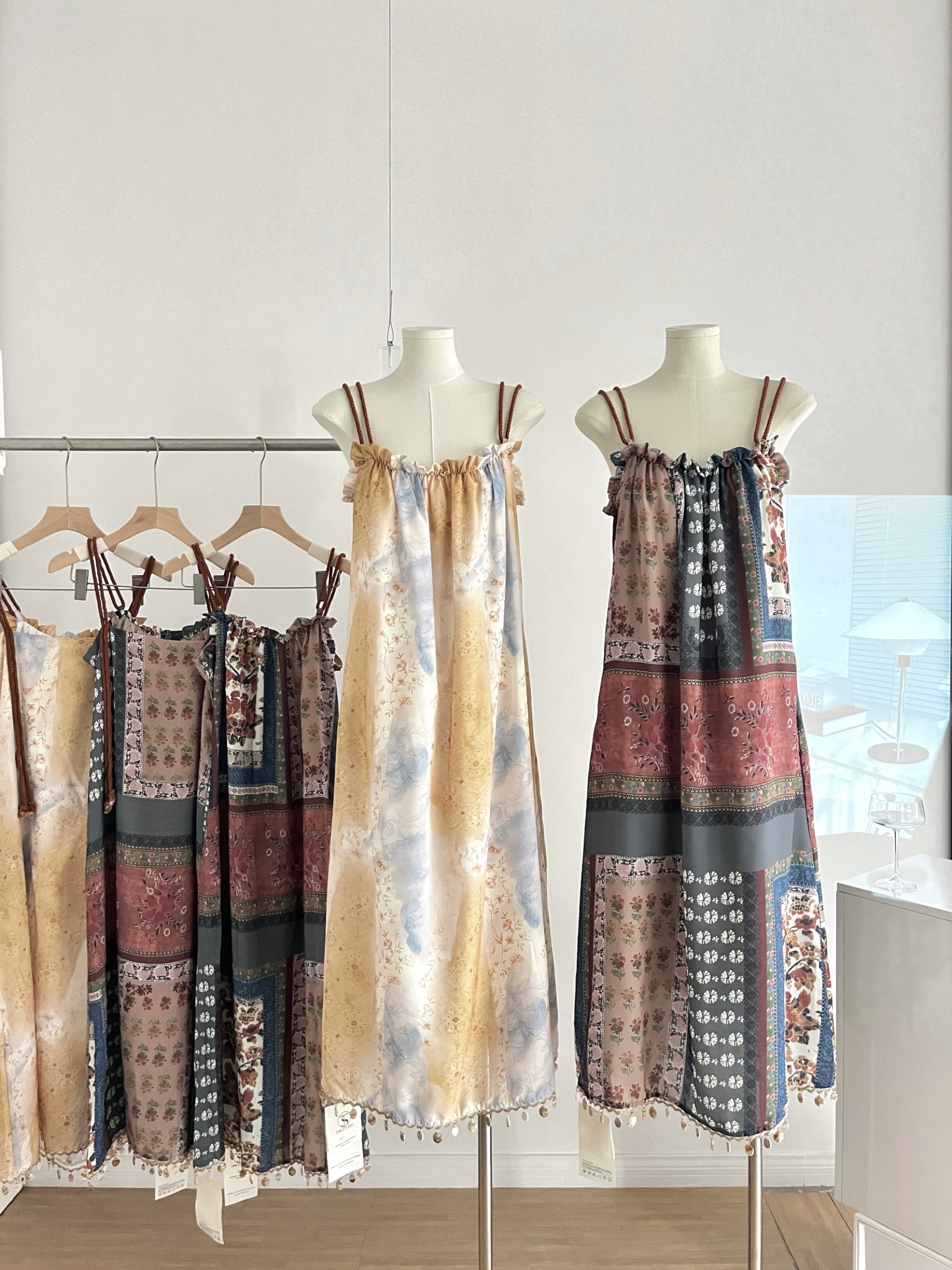 Bohemian Sleeveless A-Line Midi Dress with Knot Detail
