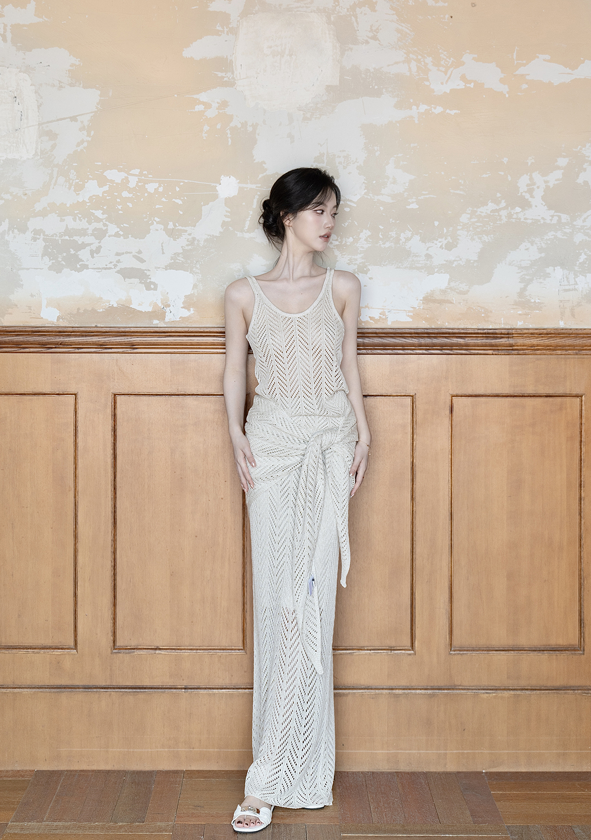 Linen Lyocell Textured Tank Dress Set
