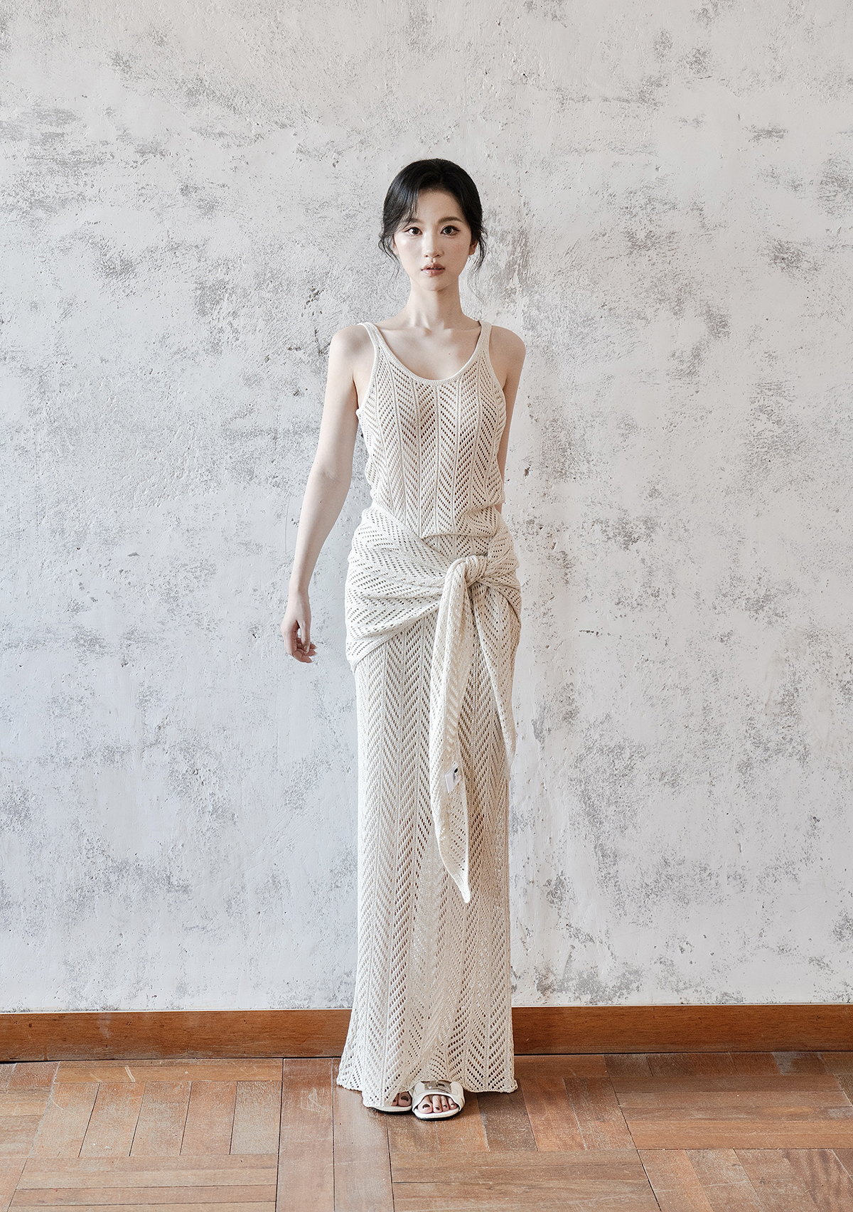 Linen Lyocell Textured Tank Dress Set