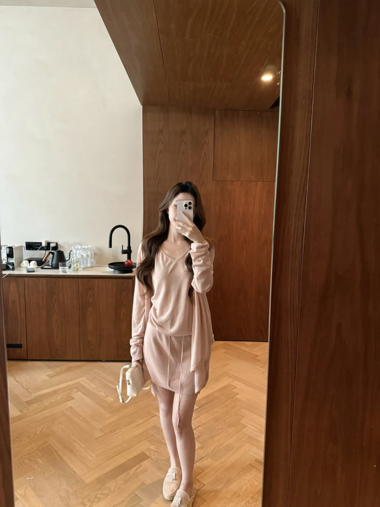 Pink Three-Piece Knit V-Neck Cardigan Set for Women Summer 2025