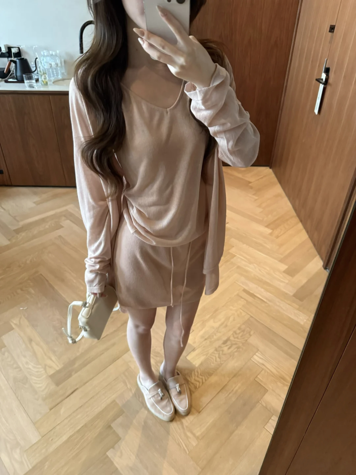Pink Three-Piece Knit V-Neck Cardigan Set for Women Summer 2025