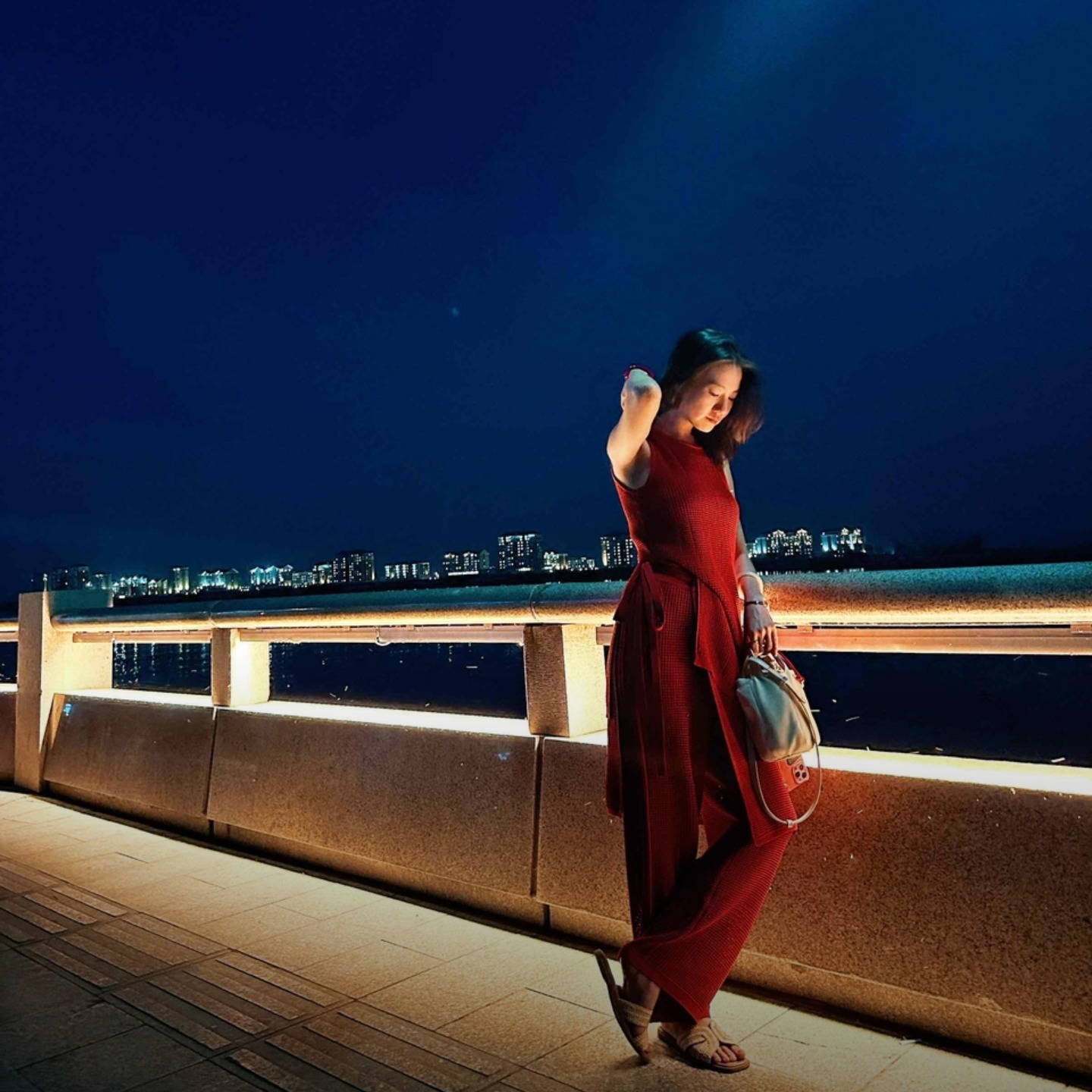 Red and Off-White Cutout Knit Three-Piece Set for Women Summer 2025