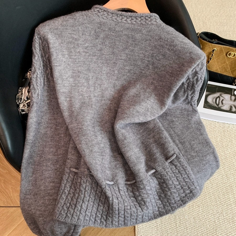 Women's Elegant Cable Knit Drawstring Waist Cardigan Sweater 2026 Fall Winter