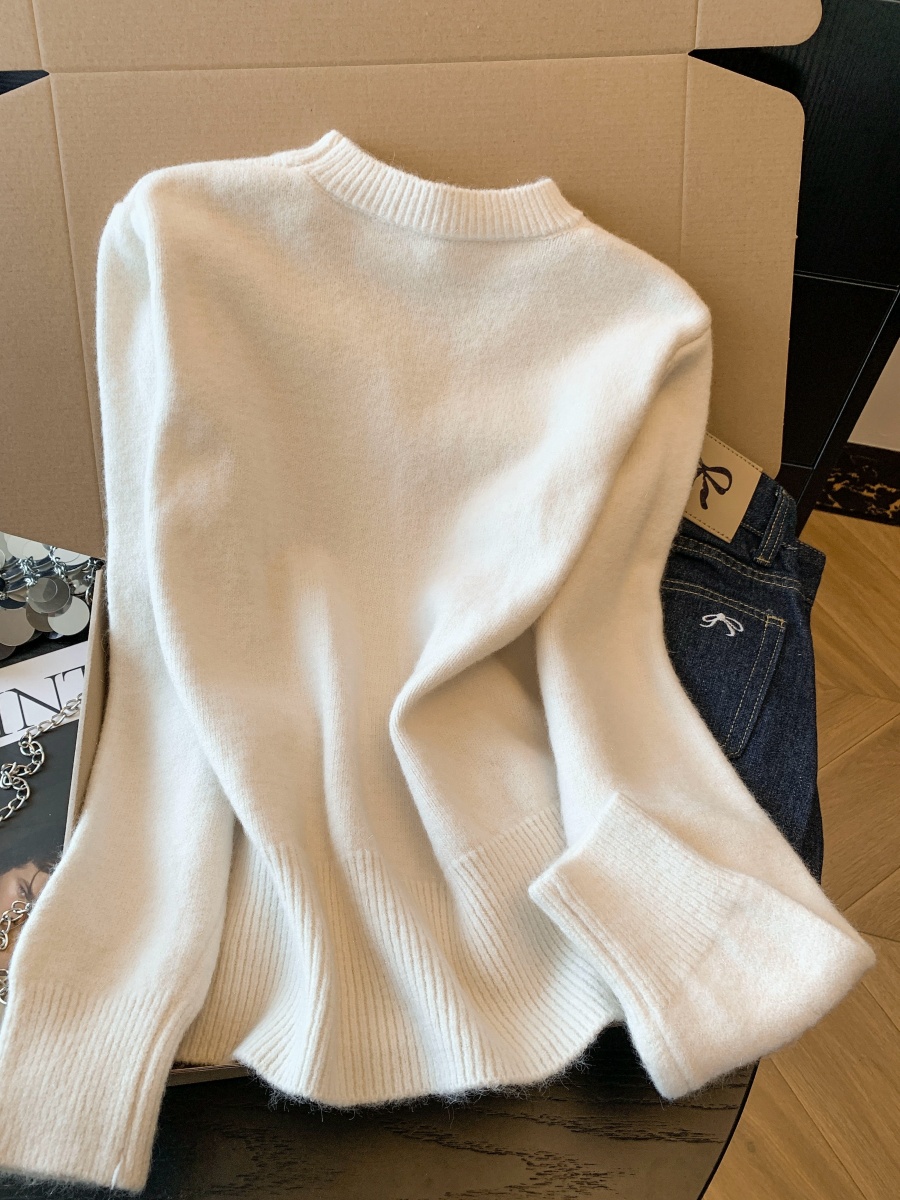 Women's Korean Style V-Neck Long Sleeve Sweater Cardigan with Bow and Glitter Detail