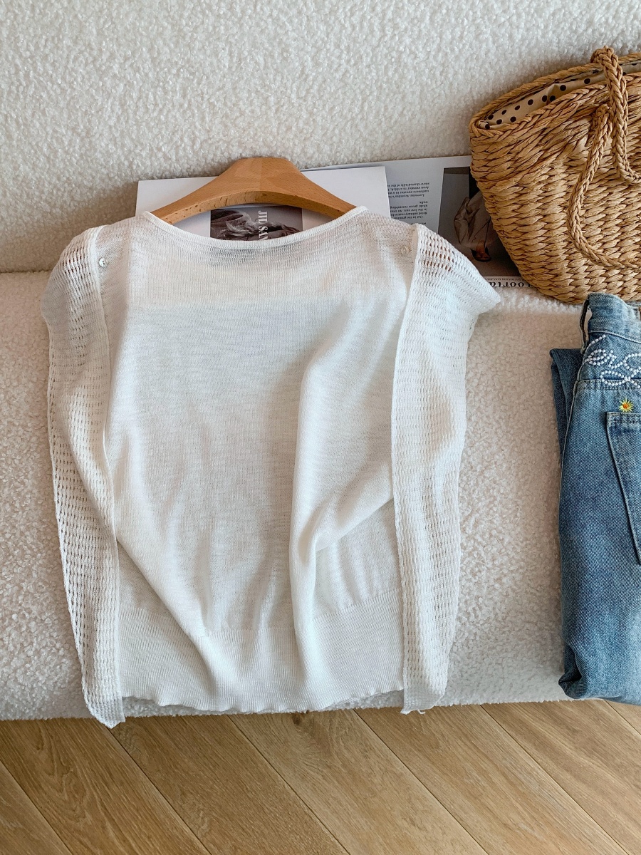 Women's Summer French Style Hollow Out Short Sleeve Knit Top