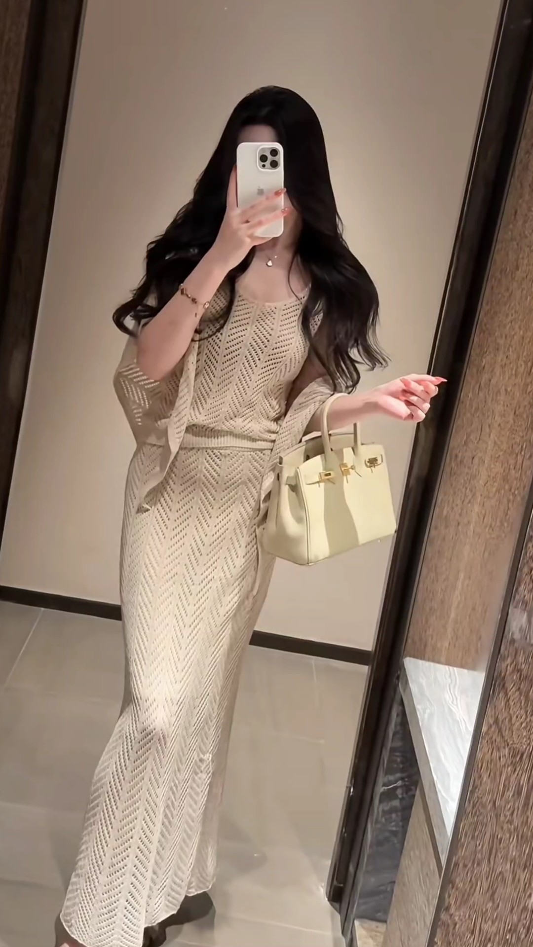 Women's Summer Knit Three-Piece Set Sleeveless Top Long Skirt Cardigan